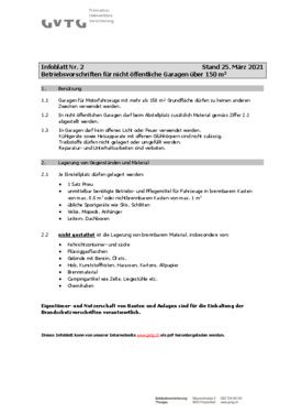 Betriebsvorschriften für nicht öffentliche Garagen